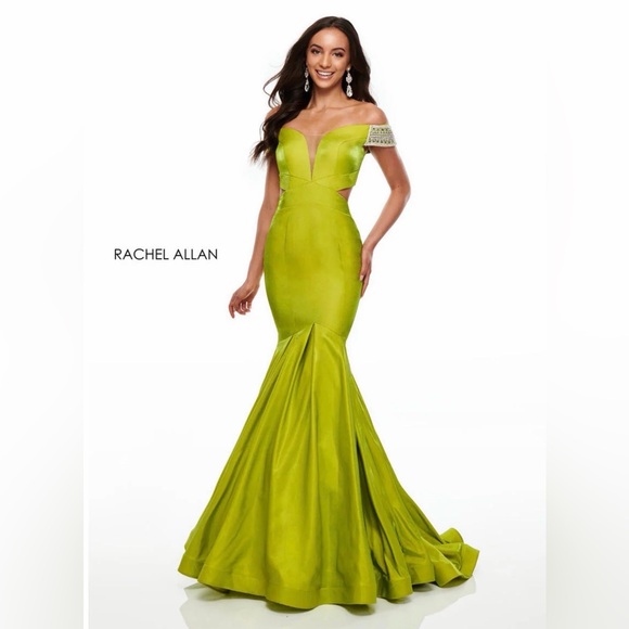Rachel Allan Vibrant Lime Gown - Picture 1 of 3